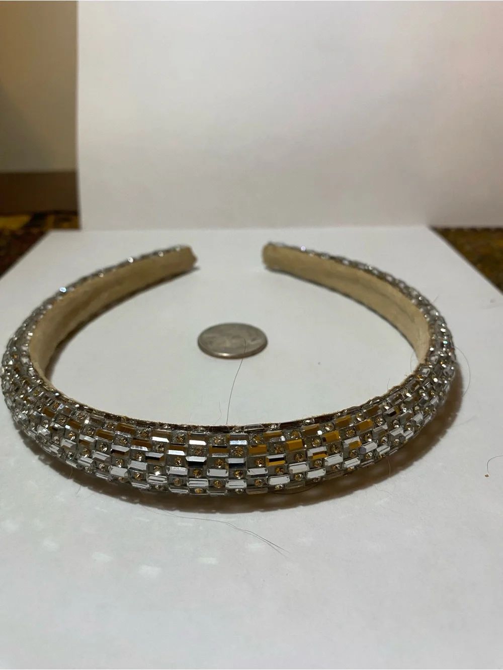Rhinestone Crystal Padded Headband in Silver